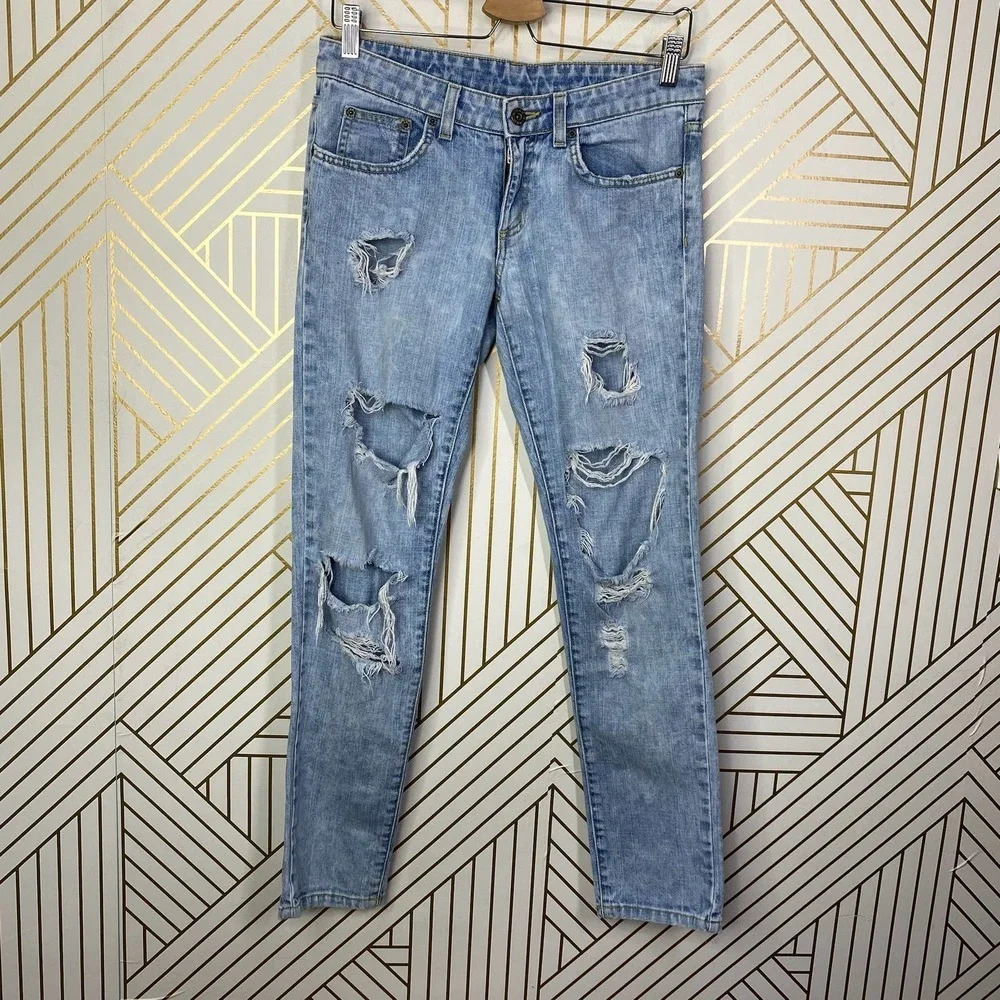 Carmar Denim Light Wash Ripped Distressed Jeans in Blue Size US 25